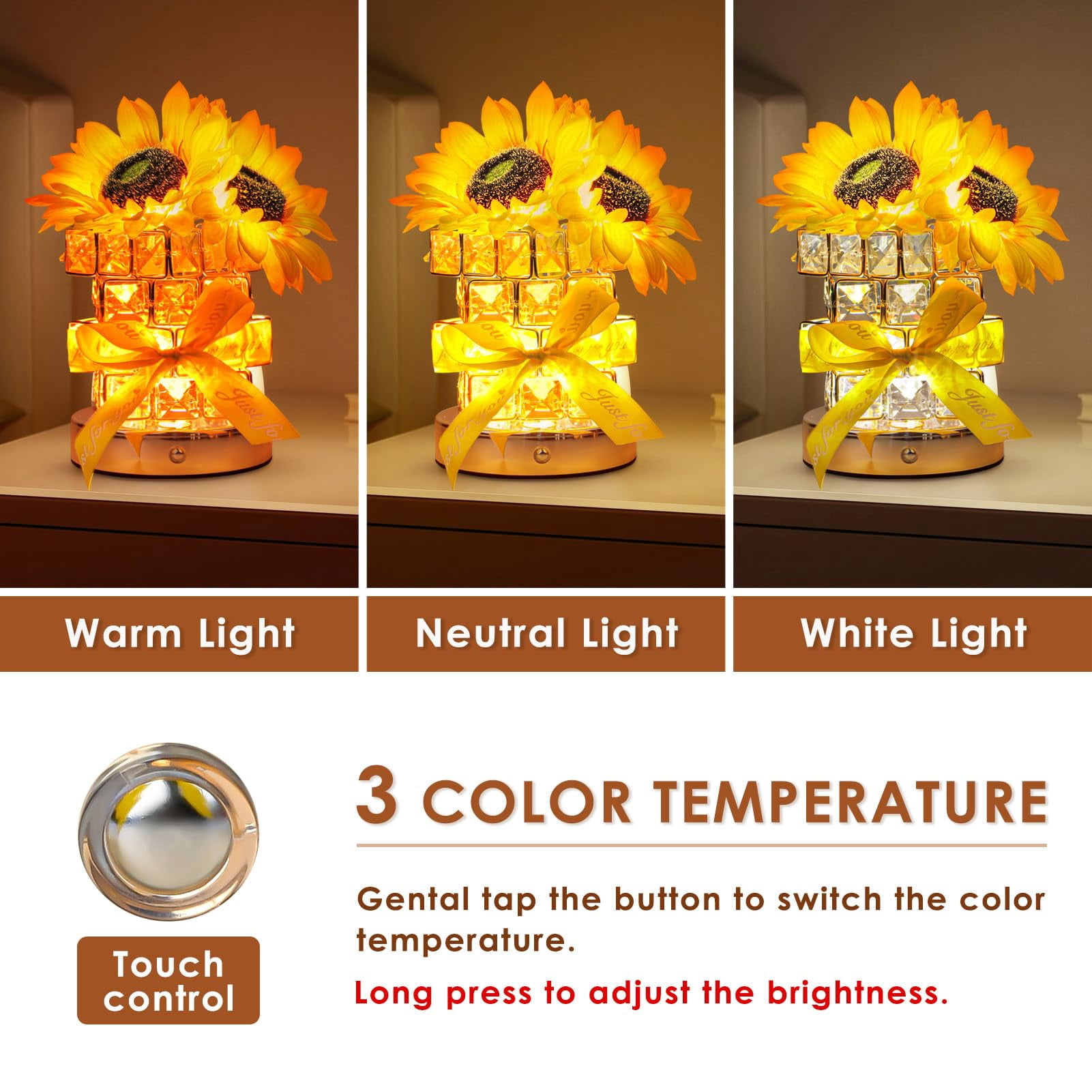 Sunflower Table Lamps, Creative Gifts for Mom Women, Night Light for Bedroom Decor, Birthday Gift Mother's Day Gifts for Women