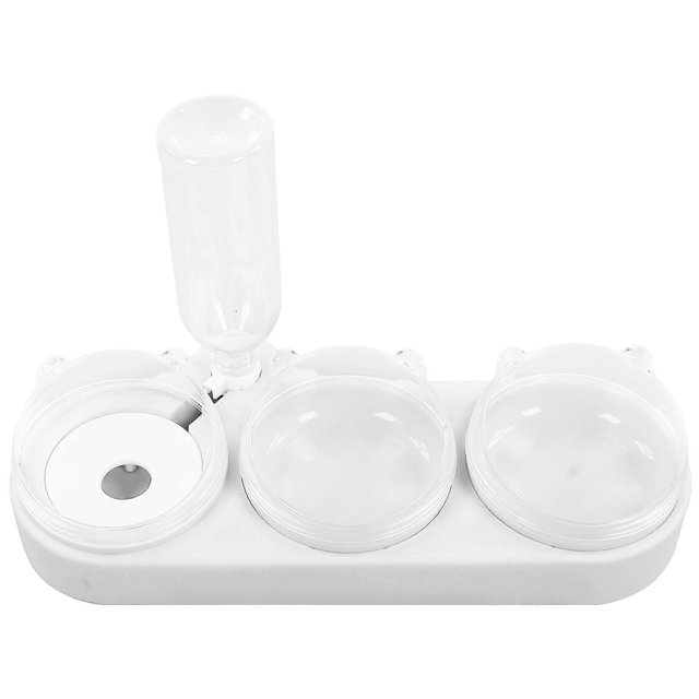 Cat Double Food Bowls Multipurpose Food Grade PP Automatic 3 in 1 Water Feeder Bowls for Small Cats and Dogs White