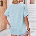 thumbnail image 5 of Summer Saving Wycnly Womens Blouses and Tops Dressy Casual Button up Hollowed Going out Comfy Lightweight Tshirts Summer Solid V-Neck Short Sleeve Cute Tees Tops Light Blue m, 5 of 7