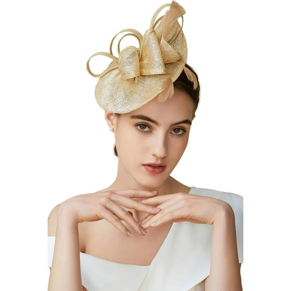 Women's Pillbox Fascinator Hat Kentucky Derby Hat Feather Fascinator Headband Tea Party Fascinator Hat for Cocktail