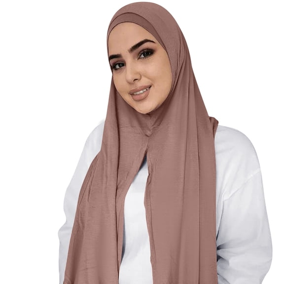 Ljudmp Non-See Through Instant Jersey Cotton Hijab Scarf for Women Ready to Wear Muslim Hijab Head Scarf Headwrap Neck Cover Khaki
