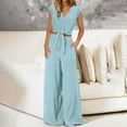 thumbnail image 2 of Two Piece Lounge Set Dressy Clothing Sets Lace-Up Crop Top with Wide Leg Pant Casual 2 Piece Outfits, 2 of 9