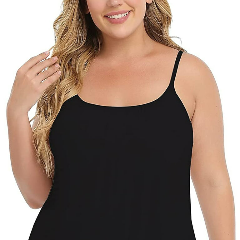 Roaman's Women's Plus Size Bra Cami With Adjustable Straps Stretch Tank Top  Built In Bra Camisole
