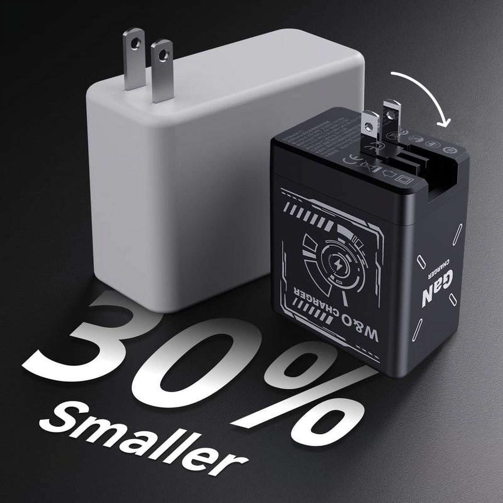 W&O 2-in-1 GaN  Compatible with 120W Fast Charger with Retractable Type-C and ligtning Cable | Portable Adapter for iPhone 16, iPad, MacBook,  Multi-Device Fast Charging, Folding Charing