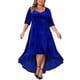 thumbnail image 2 of Vestido de Promoción de Talla Grande para Mujeres Agnes Orinda de Terciopelo con Cuello en V, Lentejuelas Brillantes, Manga Corta, Bajo Alto, Elegante, Corte A, Vestidos Midi 5X Azul Real, 2 of 5