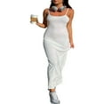 thumbnail image 2 of Robe Débardeur Ajustée à Bretelles Spaghetti pour Femmes Été Sans Manches Côtelée Longue, 2 of 7