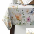thumbnail image 2 of Butterfly Floral Rectangle Tablecloths 60x104,Botanical Plant Leaves Herb Watercolor Table Cloth Table Cover Indoor/Outdoor Tabletop Decor for Wedding Holiday Party Dinner Baby Shower, 2 of 7