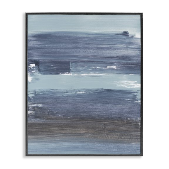 Stupell Industries Contemporary Abstract Dark Blue Ocean Waves Nautical Movements Black Framed Giclee Art, 11 x 14, by Bronwyn Baker