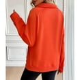 thumbnail image 2 of SWSMCLT Women's Fashion Sweatshirt Pullover Fall Regular Fit Long Sleeve Lapel Sweatshirt Half Zip Kangaroo Pocket Orange Large, 2 of 5