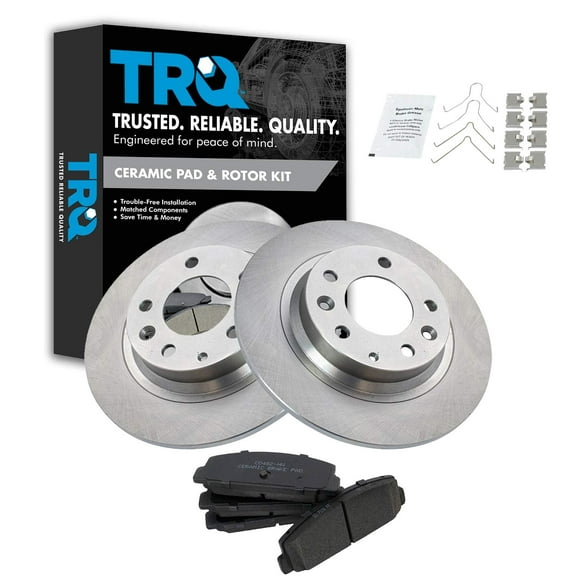 TRQ Rear Brake Pad & Rotor Kit Brake Pads Brake Rotor Ceramic Fits Select 2003-2005 Mazda 6 2003 Protege