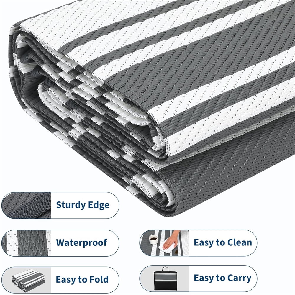 Waterproof Outdoor Rug 8x10/9×12/9×18, Plastic Straw Patio Camping Rug, Indoor Outdoor RV Mat Carpet for Deck, Camper, Porch, Balcony, Backyard, Picnic