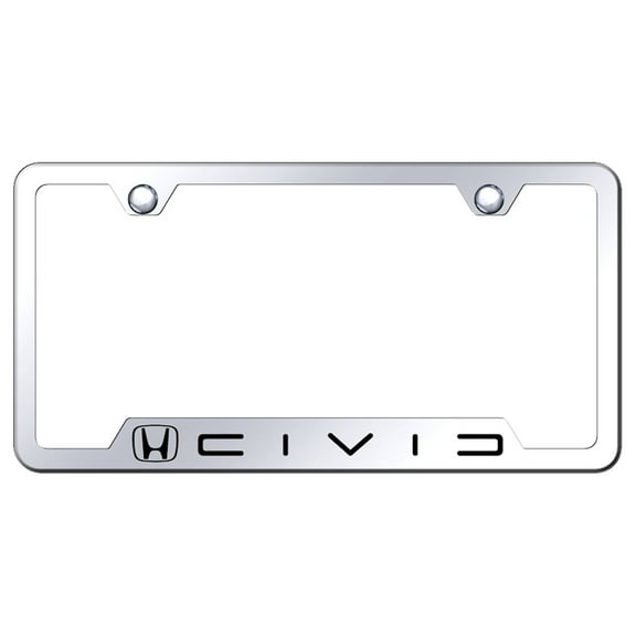 Honda Civic Reverse C Laser Etched Logo Cut-Out License Plate Frame (Chrome)