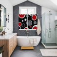 thumbnail image 3 of Geometric Red Kitchen Curtains 63 Inch Length, Modern Black Grey White Abstract Circle Grommet Top Bedroom Living Room Curtains, Light Filtering Cafe Curtain Drapes 2 Panels Set 104''x63'', 3 of 9