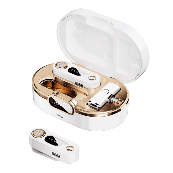 2 Micrófonos Bloosom De Solapa Inalámbricos Para iPhone Y Android blanco dorado