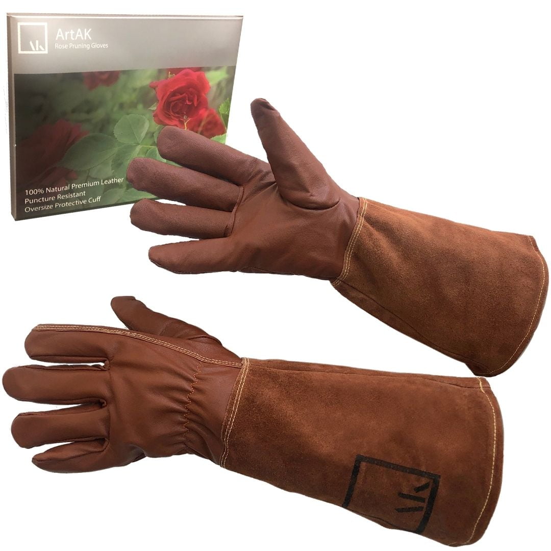 Cowhide Leather Rose Pruning Gardening Gloves Thorn Proof for Men and Women with Long Forearm Protection Medium