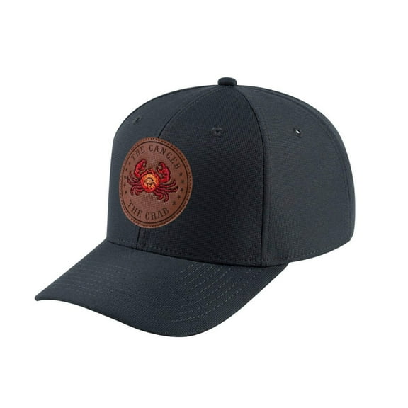 Unisex V2 Embroidered And Laser-Engraved Cancer Zodiac (June 21, July 22), 6-Panel Baseball Cap, Dark Grey/Dark Grey, Adjustable Fit