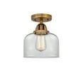thumbnail image 4 of Innovations Lighting  Nouveau 2 Bell - 1 Light 8" Semi-Flush Mount Clear/Brushed Brass, 4 of 5