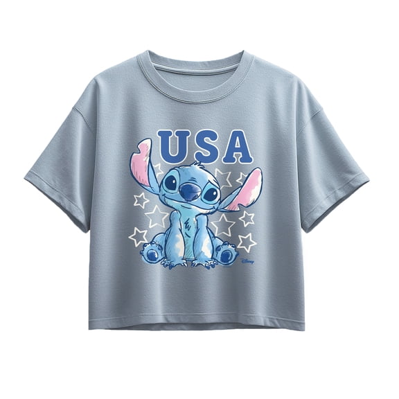 Disney - USA Stitch Stars Short Sleeve Boxy Graphic T-Shirt