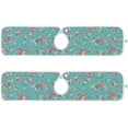 thumbnail image 2 of Coolnut 2 Pack Faucet Mat Splash Guard for Kitchen Sink, Flowers Botanical Rose Turquoise Faucet Handle Drip Catcher Tray Absorbent Mat Fast Dry Mat for Kitchen, Bathroom, 14"x5", 2 of 7