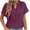 Purple, variant on GigrtiJin Womens Summer Fashion V Neck Tops Short Sleeve Button Solid Color Blouse Comfy Casual Basic Pullover Shirts