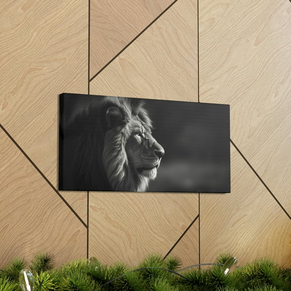 Lion Art w/ Canvas Frame for Office, Living Room, Wall Decor, Wall Art, Custom Portrait Art, Wide Majestic, Cat Art, Nature Art