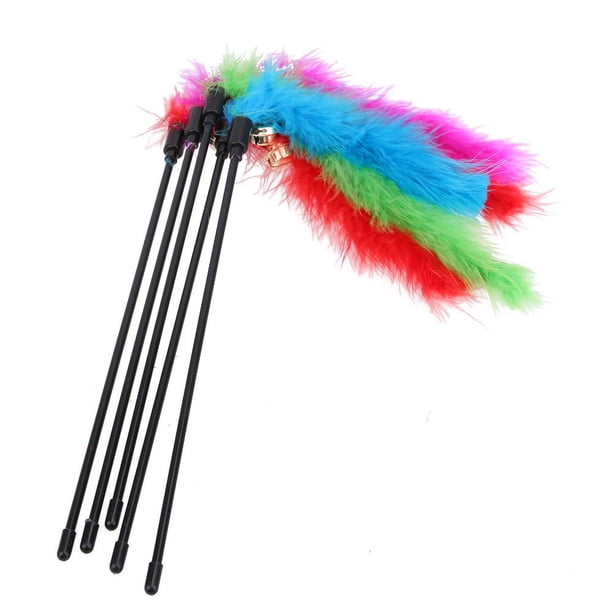 5 uds juguetes de plumas de gato 50cm con Bell Cats juguete de palo interactivo para suministros para mascotas