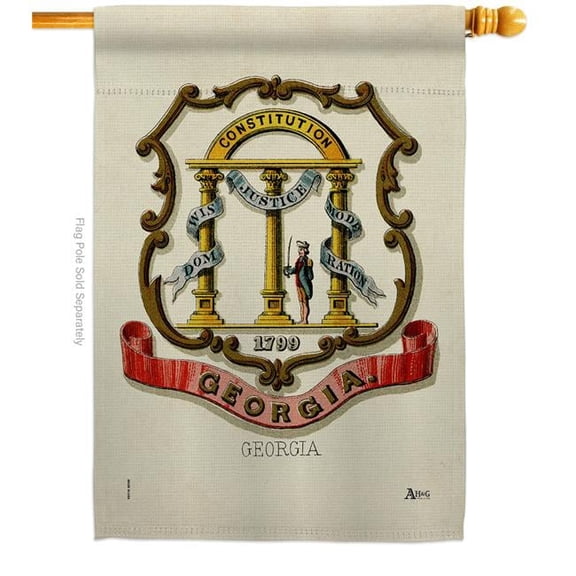 Americana Home & Garden H141218-BO 28 x 40 in. Coat of Arms Georgia House Flag with Americana States Double-Sided Decorative Vertical Banner Garden Yard Gift