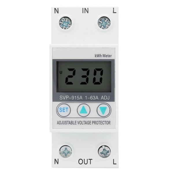 Dispositivo de Protección de Corriente, Pantalla LCD 230V 63A Bajo Consumo Carril Din Protección contra Sobrevoltaje Vatímetro Monofásico, para Sistemas de Automatización ANGGREK FJGS22