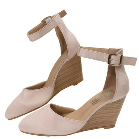

Penkiiy Women s Closed Toe Flat Shoes with Ankle Strap Flats for Women Pointed Toe Dress Shoes with Low Wedge Heel 36 Pink