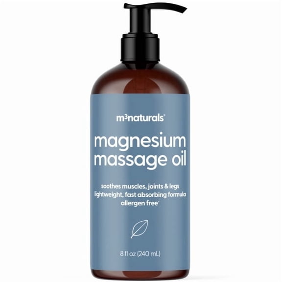 M3 Magnesium Massage Oil for Sore Muscles, Feet, Joints and Leg Cramps, Helps with Sleeping and Post-Workout Recovery, for Sensitive Skin, 8 fl oz