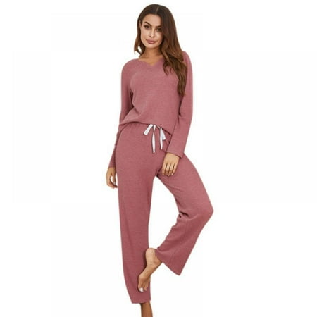 

Womens Pajama Set Long Sleeve Sleepwear Nightwear Soft Pjs Lounge Sets with Pockets S-2XL