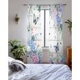 thumbnail image 3 of Watercolor Flowers Sheer Curtains 84 Inch Length 2 Panels Set for Living Room/Bedroom, Spring Butterflies Floral Gray Wood Kitchen Curtains Grommet Semi-Sheer Curtains Window Treatments 42"x84"x2, 3 of 7
