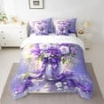 thumbnail image 2 of Homewish Chic Flower 7-Piece Twin Bedding Sets,Purple Bowtie Ribbon Bedding Comforter Set,Cartoon Daisy Floral Sheet Sets For Girls Kids,Breathable Home Decor Reversible, 2 of 8