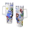 thumbnail image 3 of Lsque Mario Pattern 40 OZ Ice Bully Cup with Handle and Straw, Double Wall Stainless Steel Tumbler Travel Coffee Cup with Lid for Christmas Present, 3 of 8