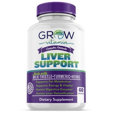 Grow Vitamin Liver Cleanse Detox & Repair Formula - Herbal Liver Support Supplement with Milk Thistle Dandelion Root Turmeric and Artichoke Extract for Liver Health