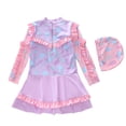 thumbnail image 3 of Tiijoy Girls Princess Swimsuit Cute Ruffles Long Sleeved Swim Dress with Hat, Sizes 2-12, 3 of 3