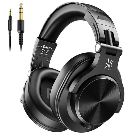 OneOdio Over-Ear Wired Headphones Corded Headphones with Dual Plugs Hi-Res Stereo Sound & Mic Long Cords for Laptop TV Computer-A71 Black