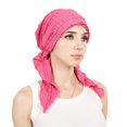 thumbnail image 2 of Lumtrix Pre-Tied Headwear For Women Elegant Lace Turban Headwrap Soft Stretchy Caps Breathable Cancer Headscarf Hot Pink One Size, 2 of 8