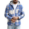 thumbnail image 5 of Axiiglly Flannel Shirt for Men, Plaid Long Sleeve Button Down Drawstring Hooded Sweatshirts with Pockets, Casual Loose Fitted Travel Work Hooded Jackets, 5 of 6