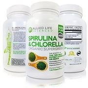 Allied Life Spirulina and Chlorella - Organic Chlorophyll Vegan Protein Powder Capsules 120 caps