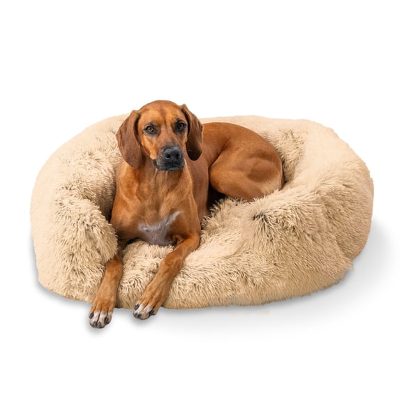 Open Box Best Friends by Sheri Shag Lounge Bed Calming Faux Fur Dog Bed, Taupe, Large 36" x 27"