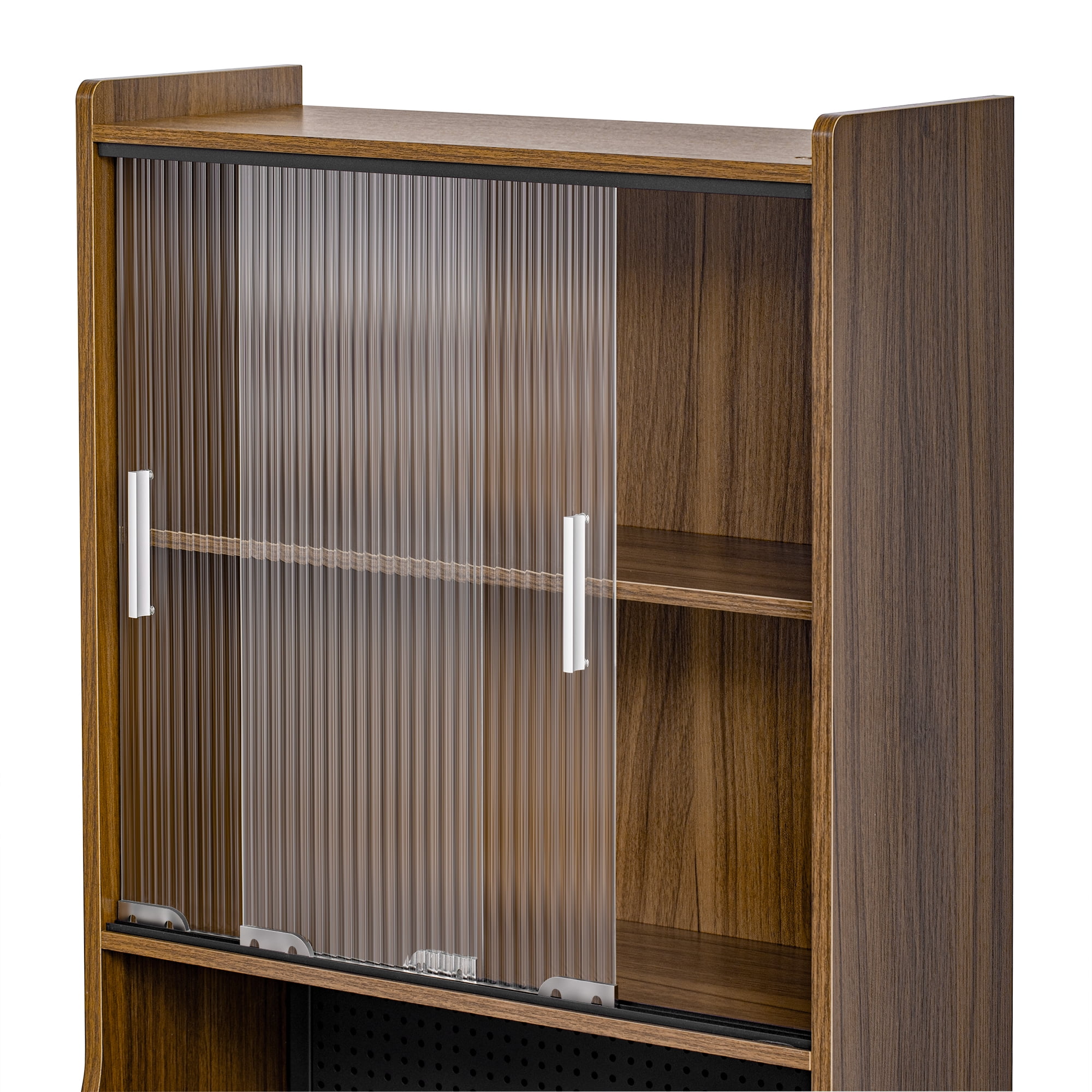Euroco Mid-Century Walnut Vintage Multi-use Cabinet With Cat scratcher Bed cat furniture