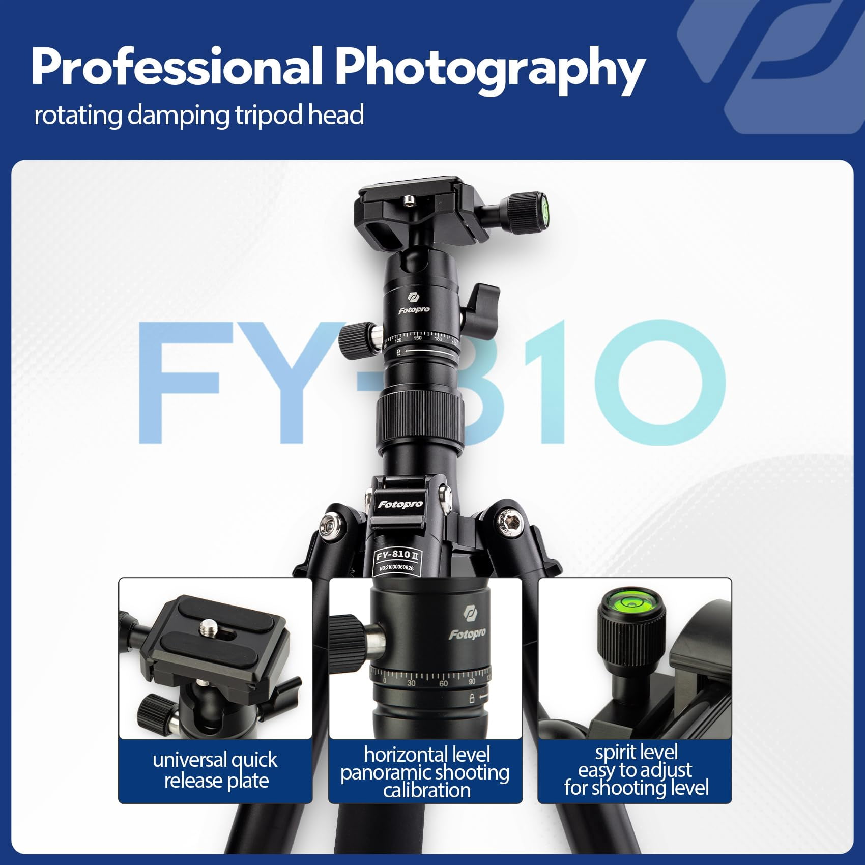 Fotopro Mini Camera Phone Tripod, 60" Lightweight Compact Travel Tripod with 360 Degrees Ball Head, Detachable Selfie Stick, Phone Mount, Max Load 8.8 lbs, Free-1 Grey