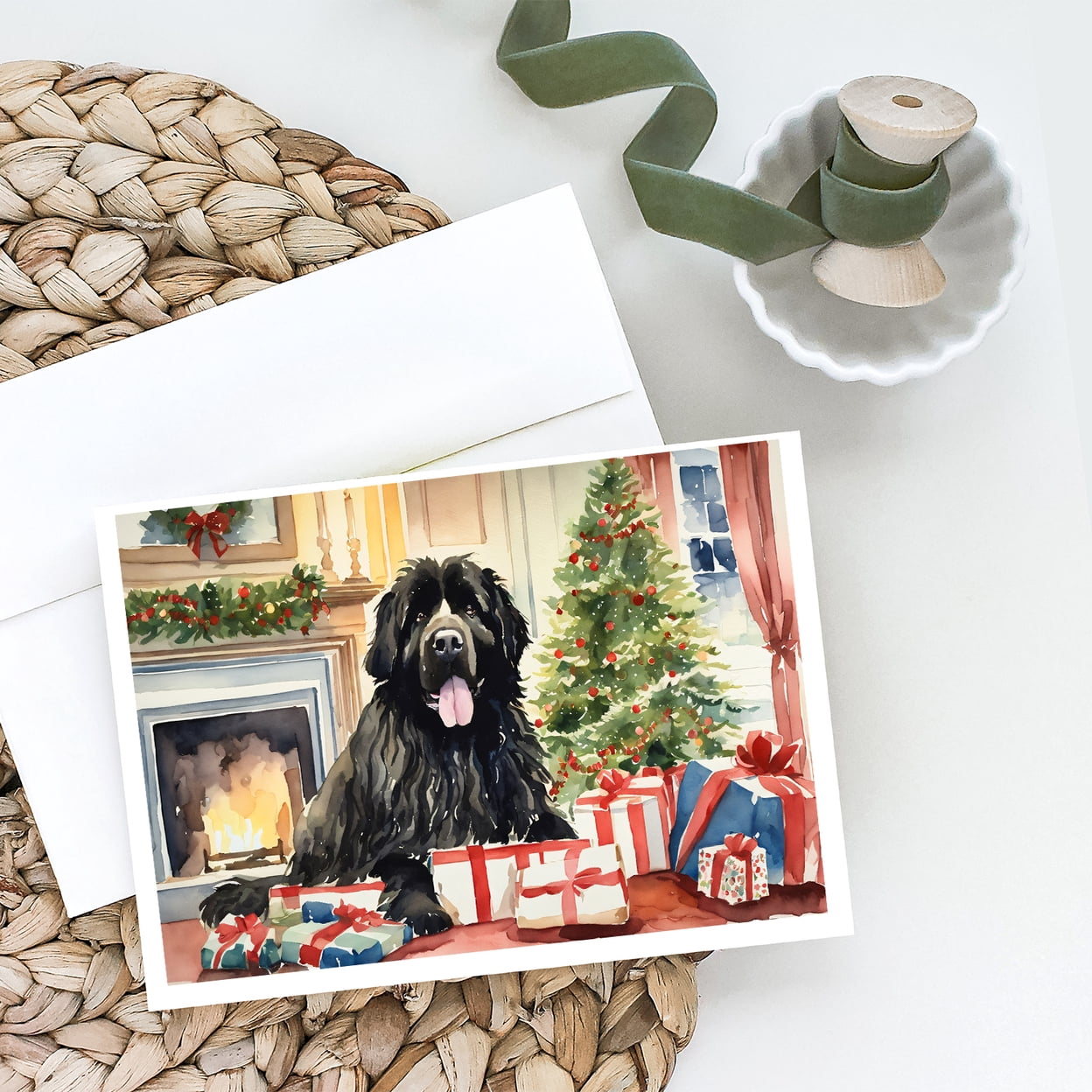 Newfoundland Cozy Christmas Greeting Cards Pack of 8 7 in x 5 in