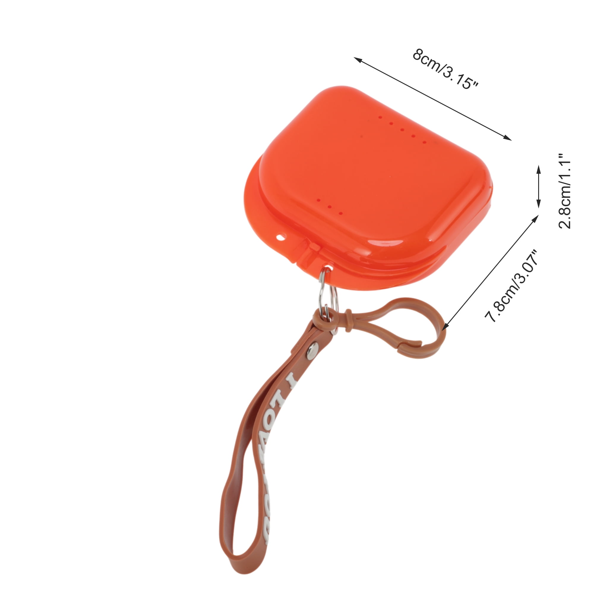 Unique Bargains Compact Braces Box with Lanyard 1 Pc Orange, Brown