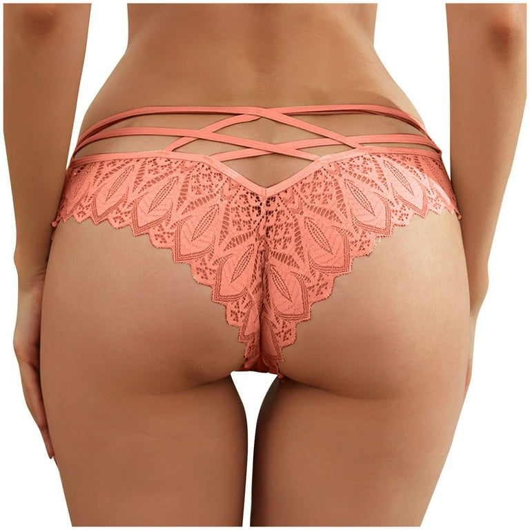 HUPOM Women'S Underwear Funny Underwear For Women Medium waist Elastic  Waist Solid Thong Orange 2XL
