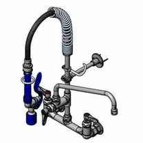 T&S Brass - Mini-PRU: 8'' Wall Mount Base, EB-0107-J & Swivel, Eternas, 12'' Swing Nozzle, Lever Handles