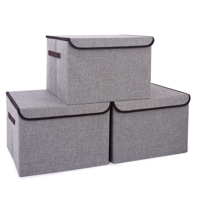 Contenedores de almacenamiento Bagnizer, tamaño grande, 40 L, 42,5 x 30,5 x 30,5 cm, color gris, paquete de 3