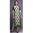 thumbnail image 2 of Bimba Robe Tunique Longue Imprimée Florale Vert Olive pour Femmes Haut Indien TP, 2 of 5