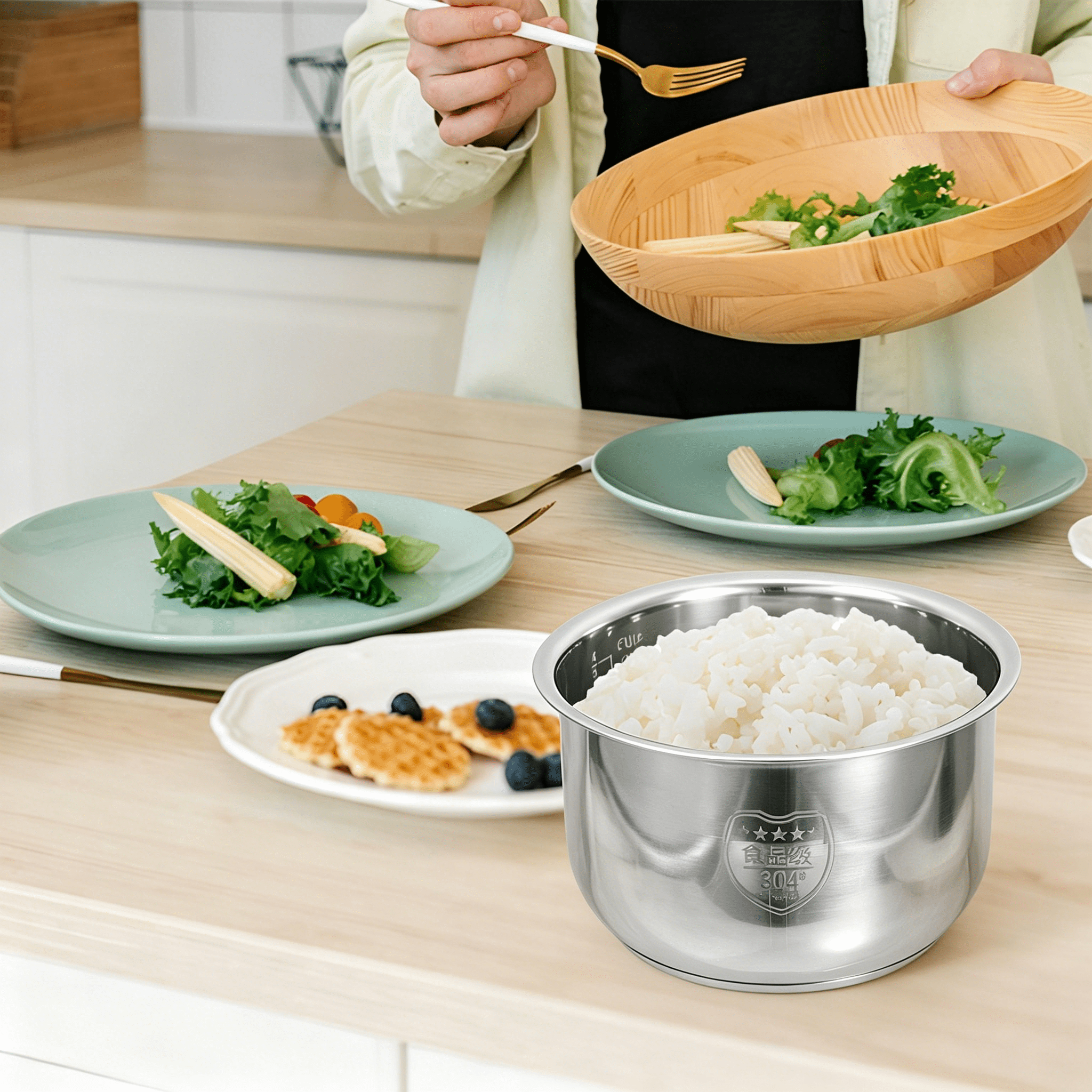 ACDANC 2026 New Simple Design Stainless Steel Inner Pot for Rice Cookers Home Use 1Pcs, for Cooking Rice, Home Kitchens, Electric Rice Cookers, Meal Prep, Family Dinners